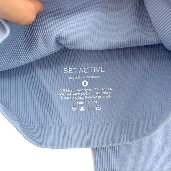 SET ACTIVE Sculptflex Seamless Leggings, Box Tank Sports Bra Blue Lagoon S/S - Picture 3 of 7